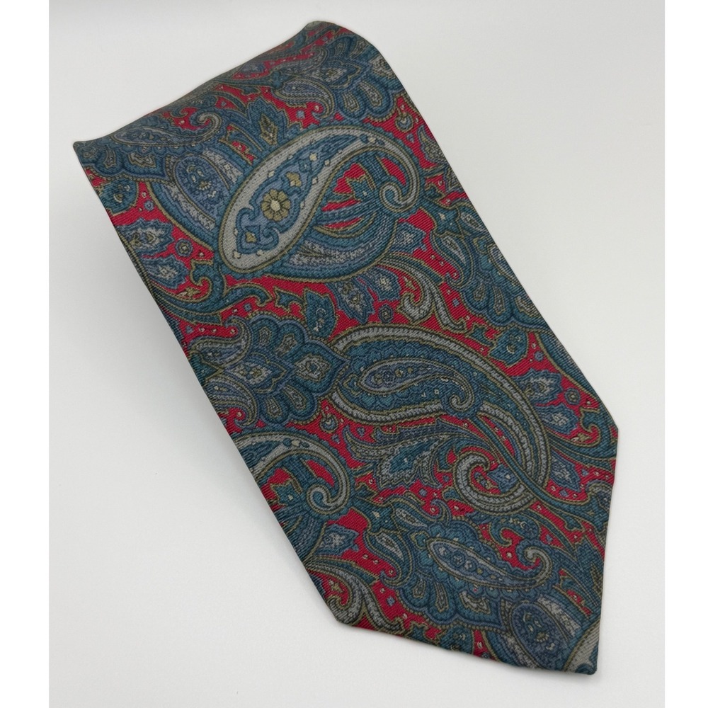 Hunter Haig Necktie OS Blue Red Silk Paisley Vintage Classic Preppy Professional